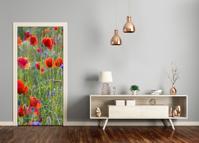 Self-adhesive door sticker Field poppies