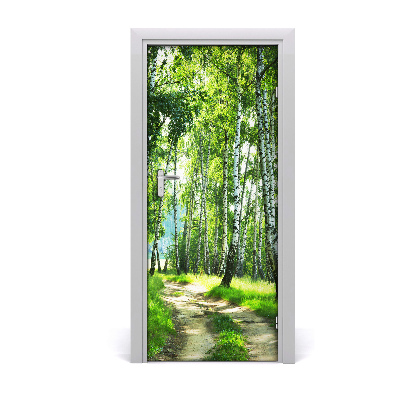 Door wallpaper Birch forest