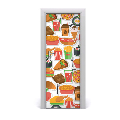 Self-adhesive door sticker Eating fast food