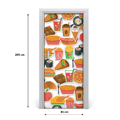 Self-adhesive door sticker Eating fast food