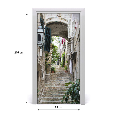 Self-adhesive door wallpaper Streets of dubrovnik