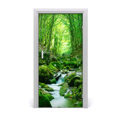 Door wallpaper Stream in the jungle