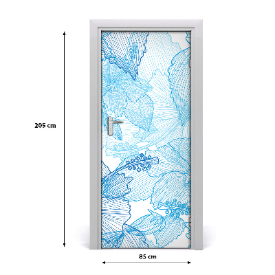 Self-adhesive door veneer Hawaiian flowers