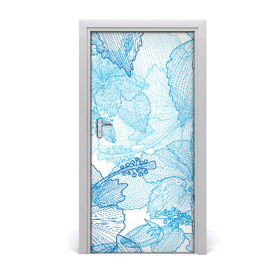 Self-adhesive door veneer Hawaiian flowers