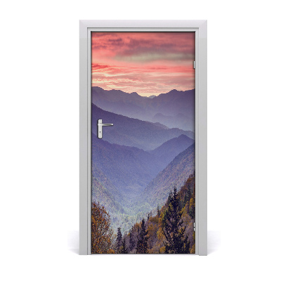 Door wallpaper Fog over the mountains