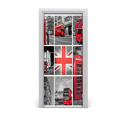 Self-adhesive door wallpaper Collage london