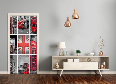 Self-adhesive door wallpaper Collage london