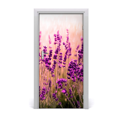 Self-adhesive door sticker Lavender field