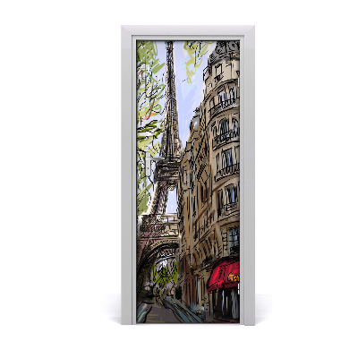 Self-adhesive door wallpaper Eiffel tower