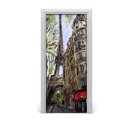 Self-adhesive door wallpaper Eiffel tower