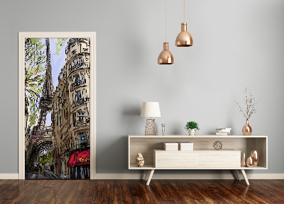 Self-adhesive door wallpaper Eiffel tower