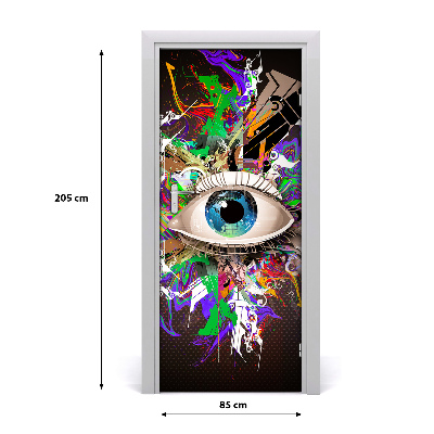 Self-adhesive door sticker Abstraction eye