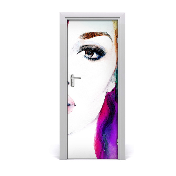 Self-adhesive door sticker Abstraction of a woman