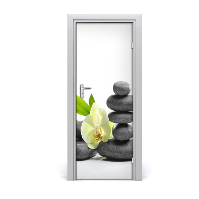 Self-adhesive door sticker Orchid and stones