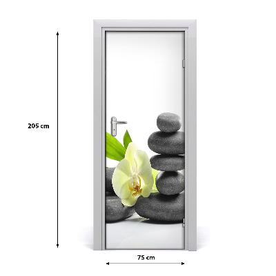 Self-adhesive door sticker Orchid and stones