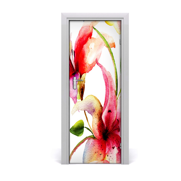 Self-adhesive door sticker Lily flowers