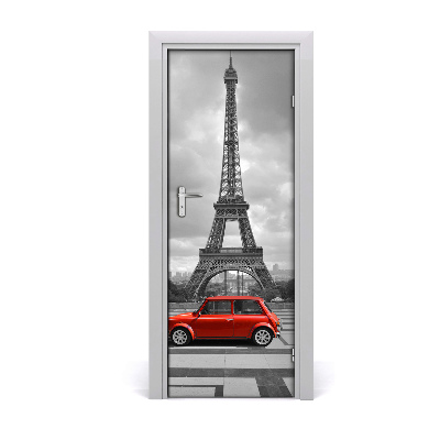 Self-adhesive door wallpaper Eiffel tower auto