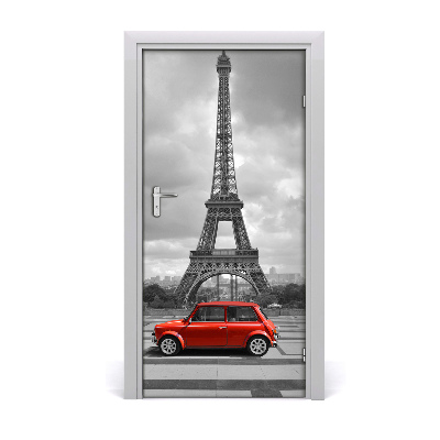 Self-adhesive door wallpaper Eiffel tower auto