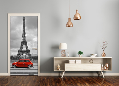 Self-adhesive door wallpaper Eiffel tower auto