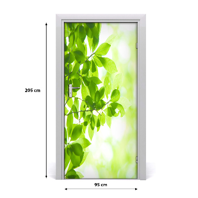 Self-adhesive door sticker Green leaves