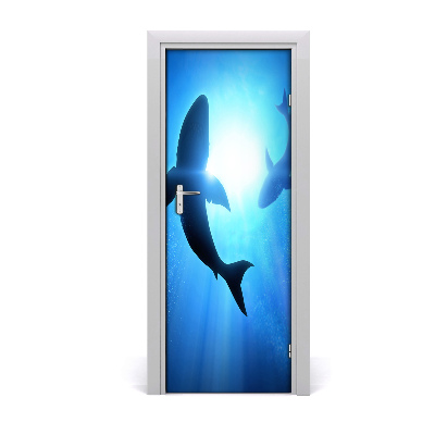 Self-adhesive door sticker Silhouettes of sharks