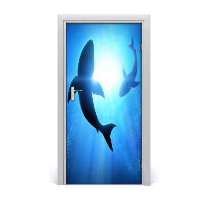 Self-adhesive door sticker Silhouettes of sharks