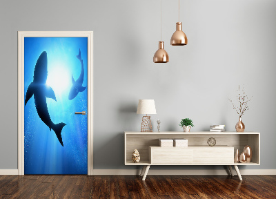 Self-adhesive door sticker Silhouettes of sharks