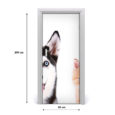 Self-adhesive door sticker Wall dog and cat