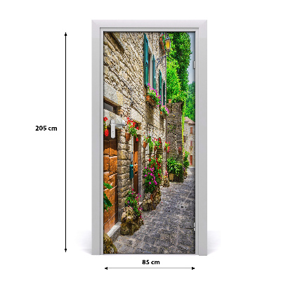 Self-adhesive door wallpaper A charming street