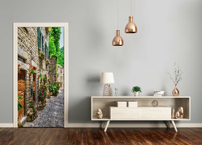 Self-adhesive door wallpaper A charming street