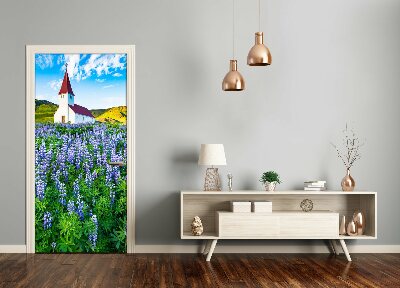 Self-adhesive door wallpaper Church flowers