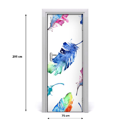 Self-adhesive door sticker Colorful feathers