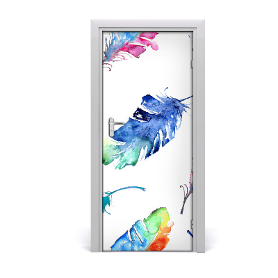 Self-adhesive door sticker Colorful feathers