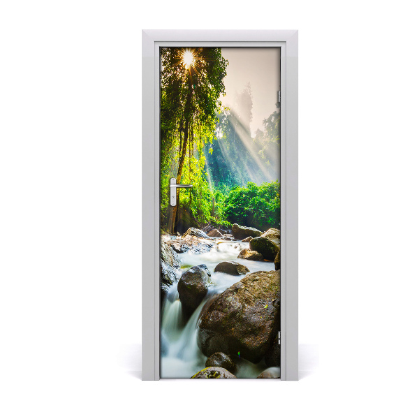 Door wallpaper Waterfall in the forest