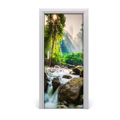 Door wallpaper Waterfall in the forest