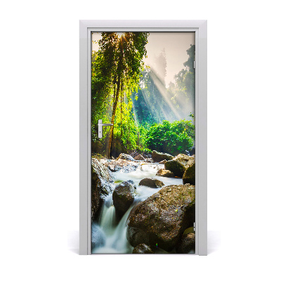 Door wallpaper Waterfall in the forest