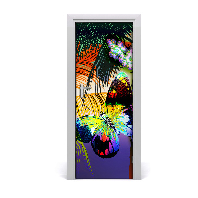 Self-adhesive door sticker Colorful flowers