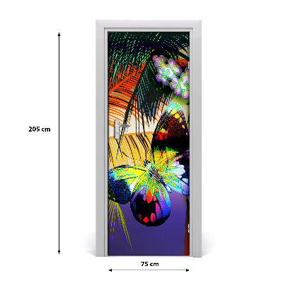 Self-adhesive door sticker Colorful flowers