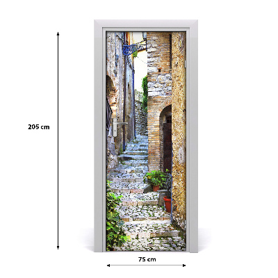 Self-adhesive door wallpaper Italian streets