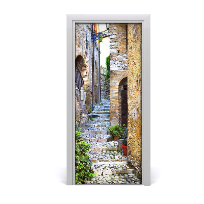 Self-adhesive door wallpaper Italian streets