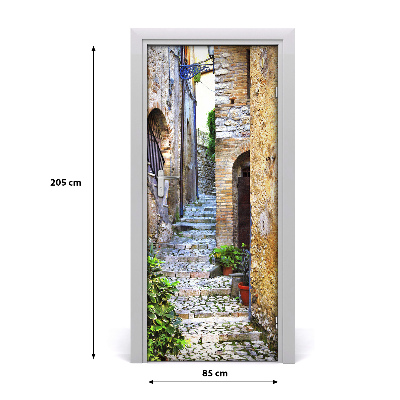 Self-adhesive door wallpaper Italian streets