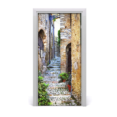 Self-adhesive door wallpaper Italian streets