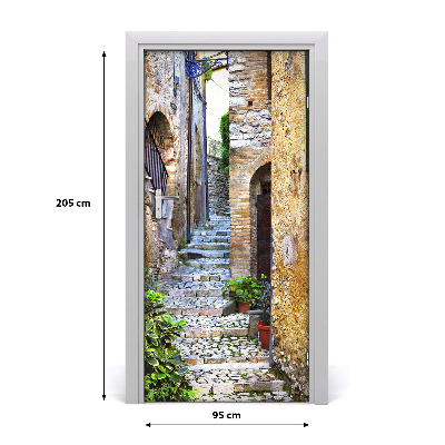 Self-adhesive door wallpaper Italian streets