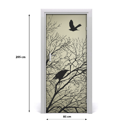 Self-adhesive door sticker Crows on the tree