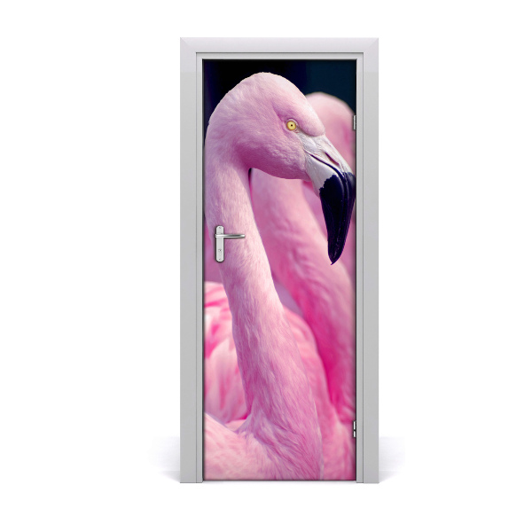 Self-adhesive door sticker Wall of flamingos