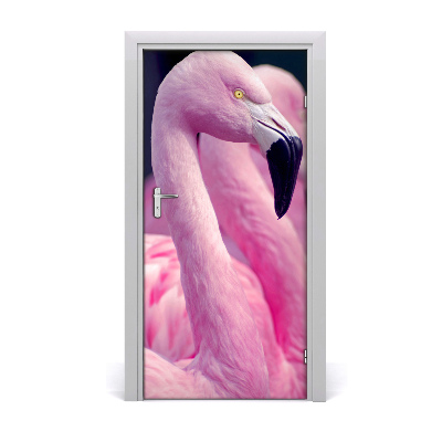 Self-adhesive door sticker Wall of flamingos