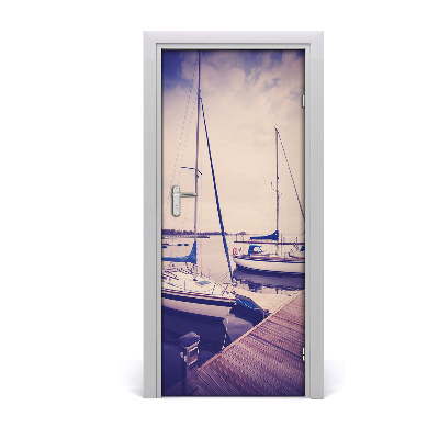 Self-adhesive door wallpaper Yachts