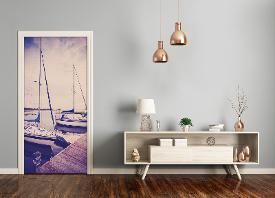 Self-adhesive door wallpaper Yachts