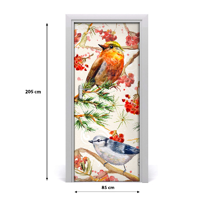 Self-adhesive door sticker Birds and flowers