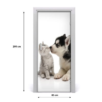 Self-adhesive door sticker Wall dog and cat